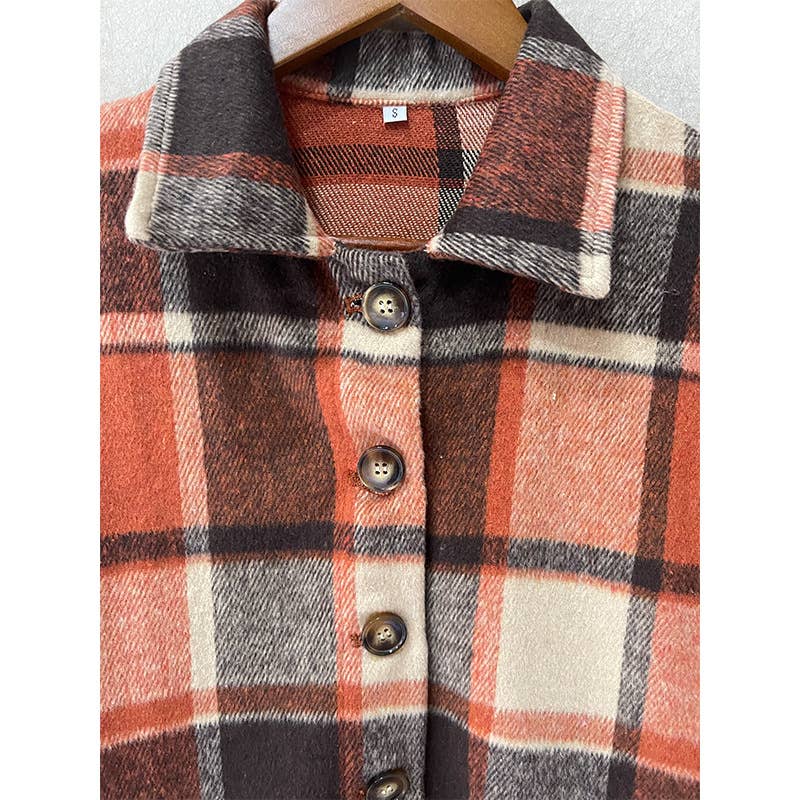 Plaid Shirt Jacket Button Down Flannel Shacket CFXC1238