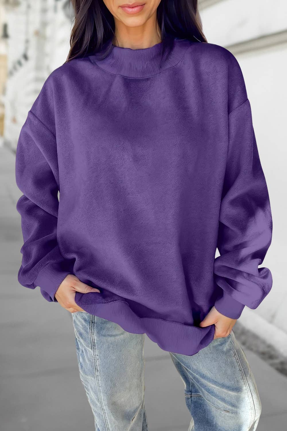 Cozy Reversible Oversize Mock Neck Sweatshirt | S-XL
