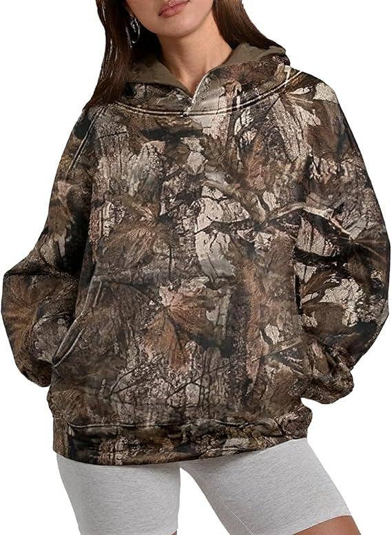 Hunting woodland camo oversized hoodie