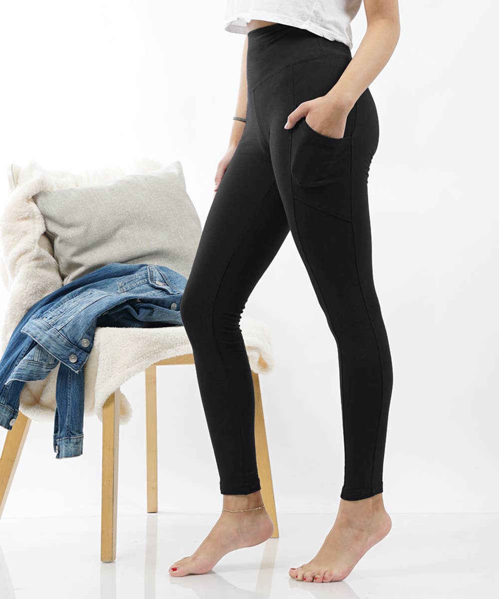 .SI-24990 BRUSHED MICROFIBER WIDE WAISTBAND LEGGINGS W/ POCKE