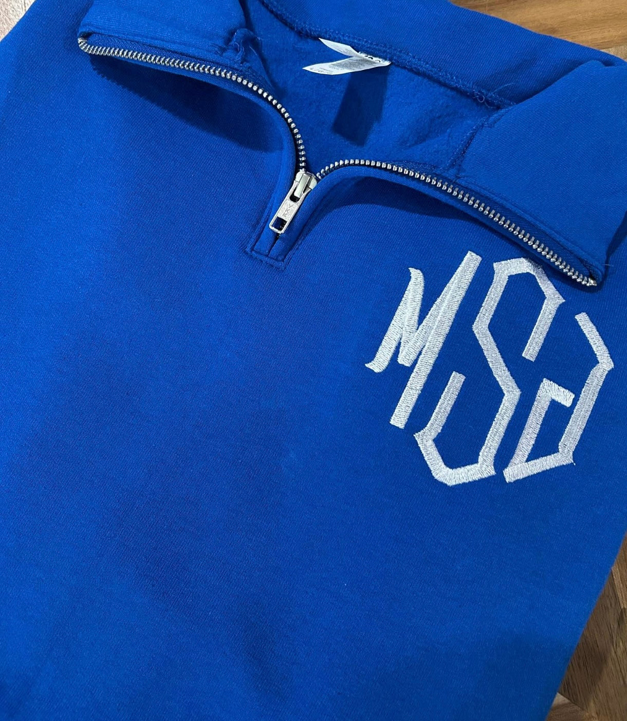 Personalized quater zip sweatshirt