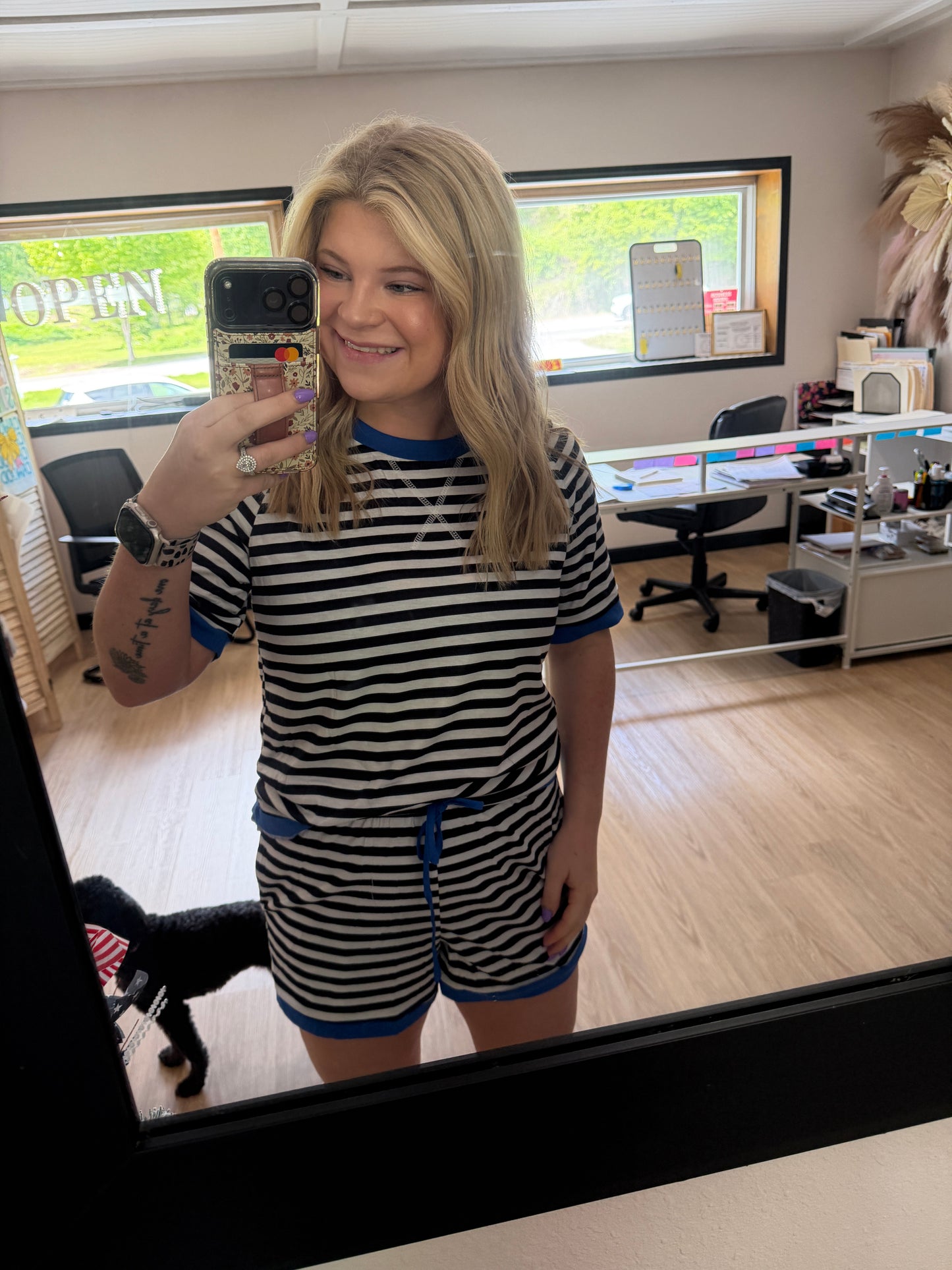 2 piece striped short set