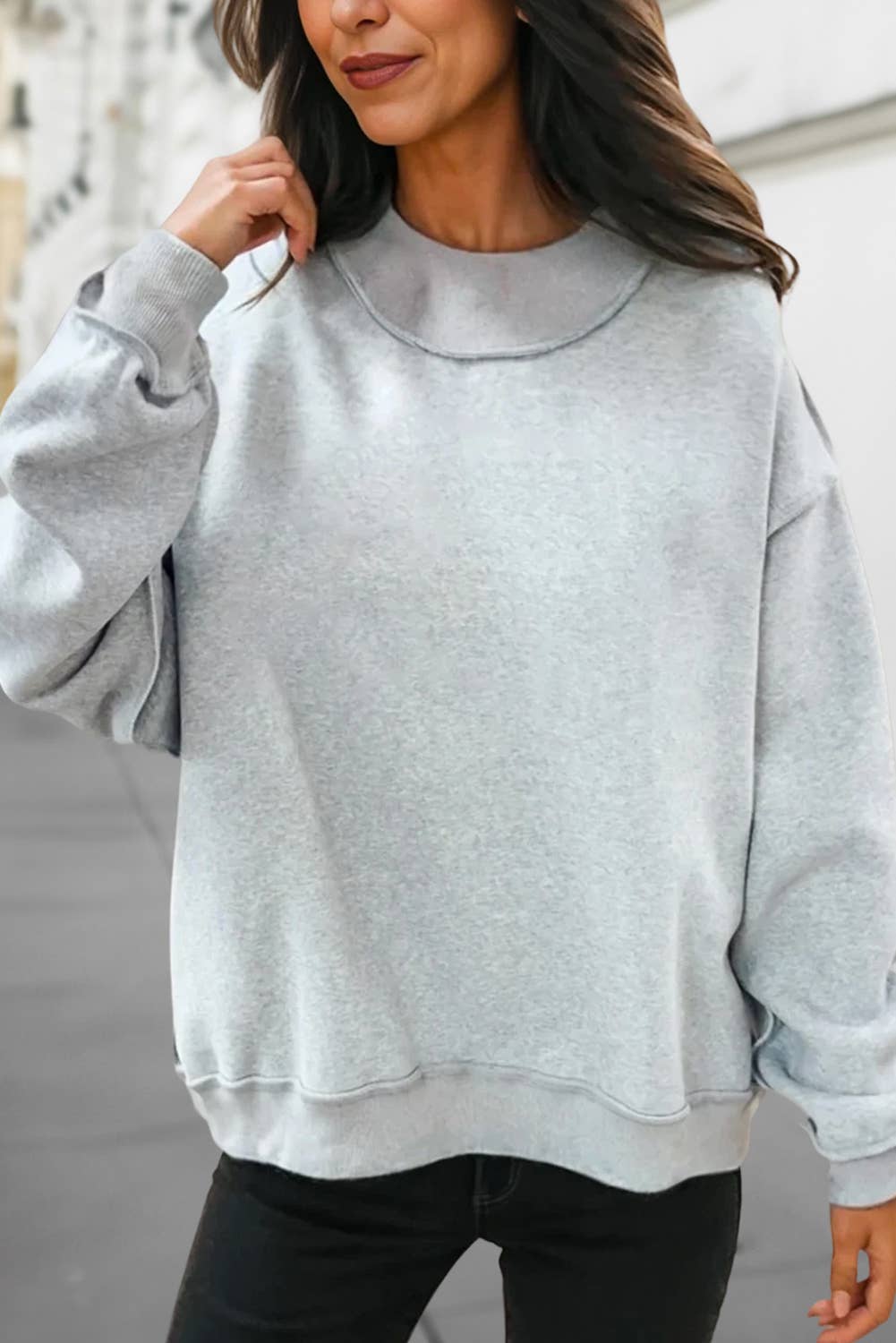Cozy Reversible Oversize Mock Neck Sweatshirt | S-XL