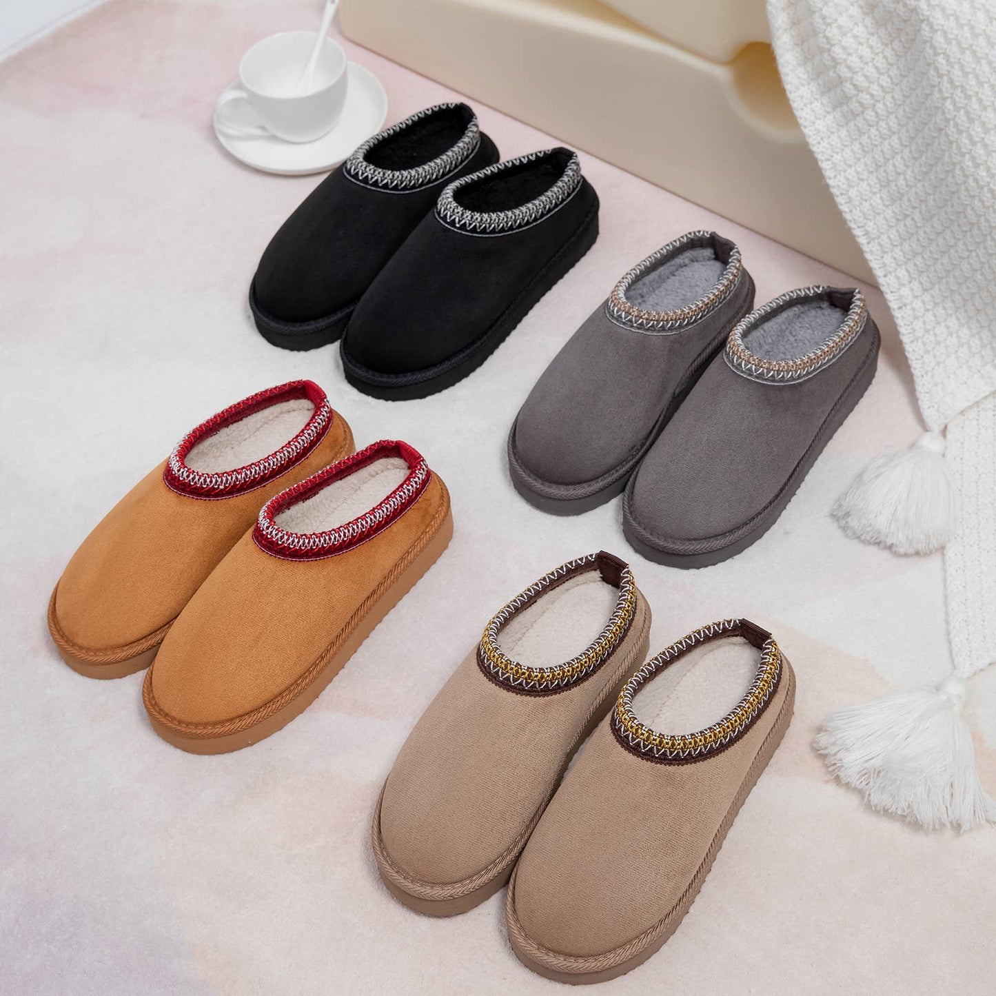 Women Vegan Suede Mini Boots Slippers (Mixed 24 Pairs)