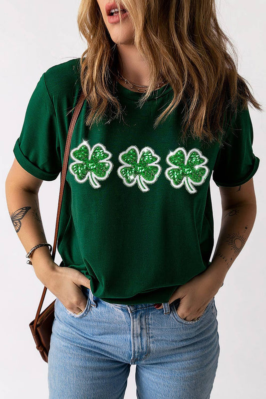LDC St Patrick Clover Patch Sequin Graphic T-shirt