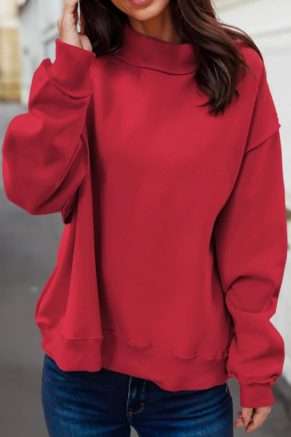Cozy Reversible Oversize Mock Neck Sweatshirt | S-XL