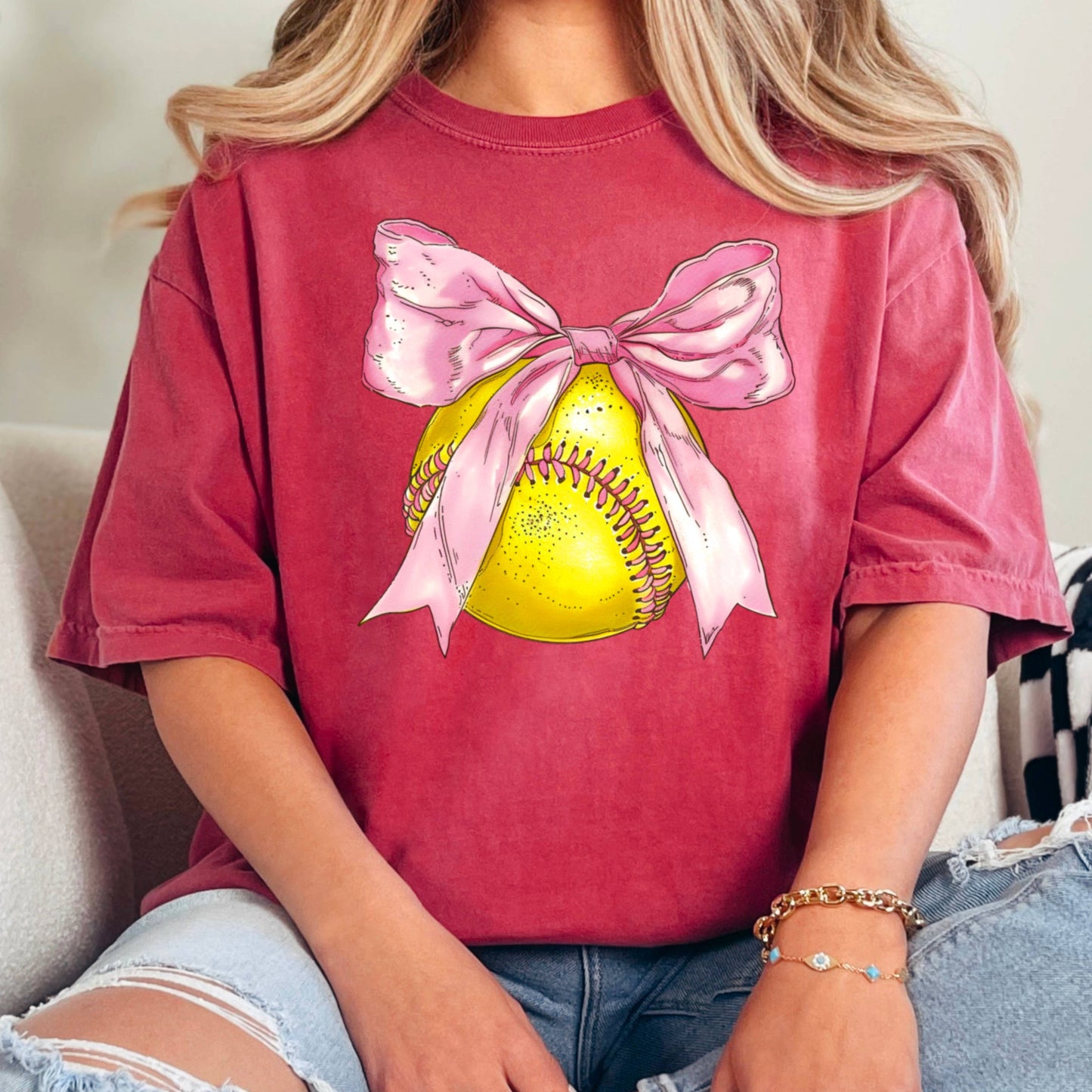 Coquette Softball Graphic Tee  | Comfort Color