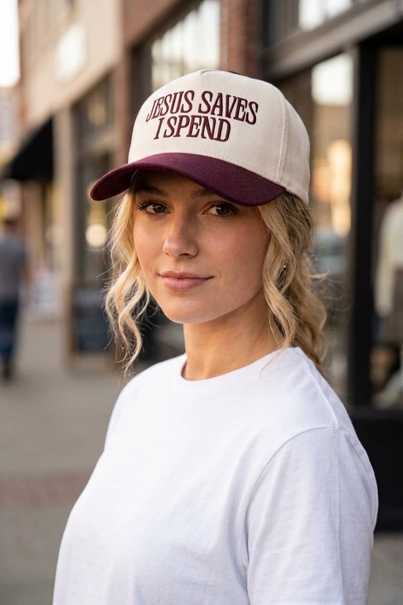`Jesus Saves I Spend Two Tone Canvas Cotton Cap SI-27995