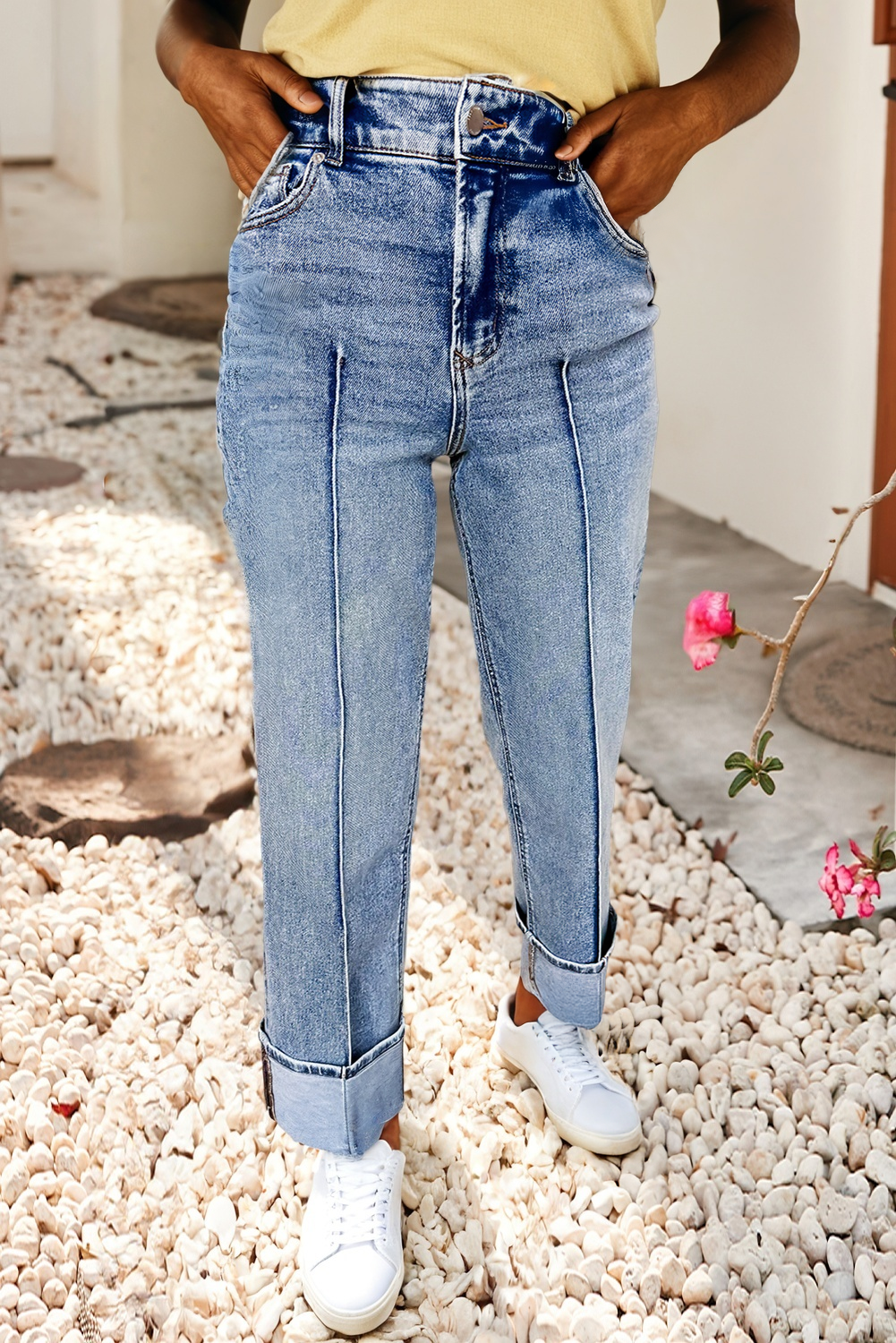 LDC Vintage High Waist Seam Detial Jeans