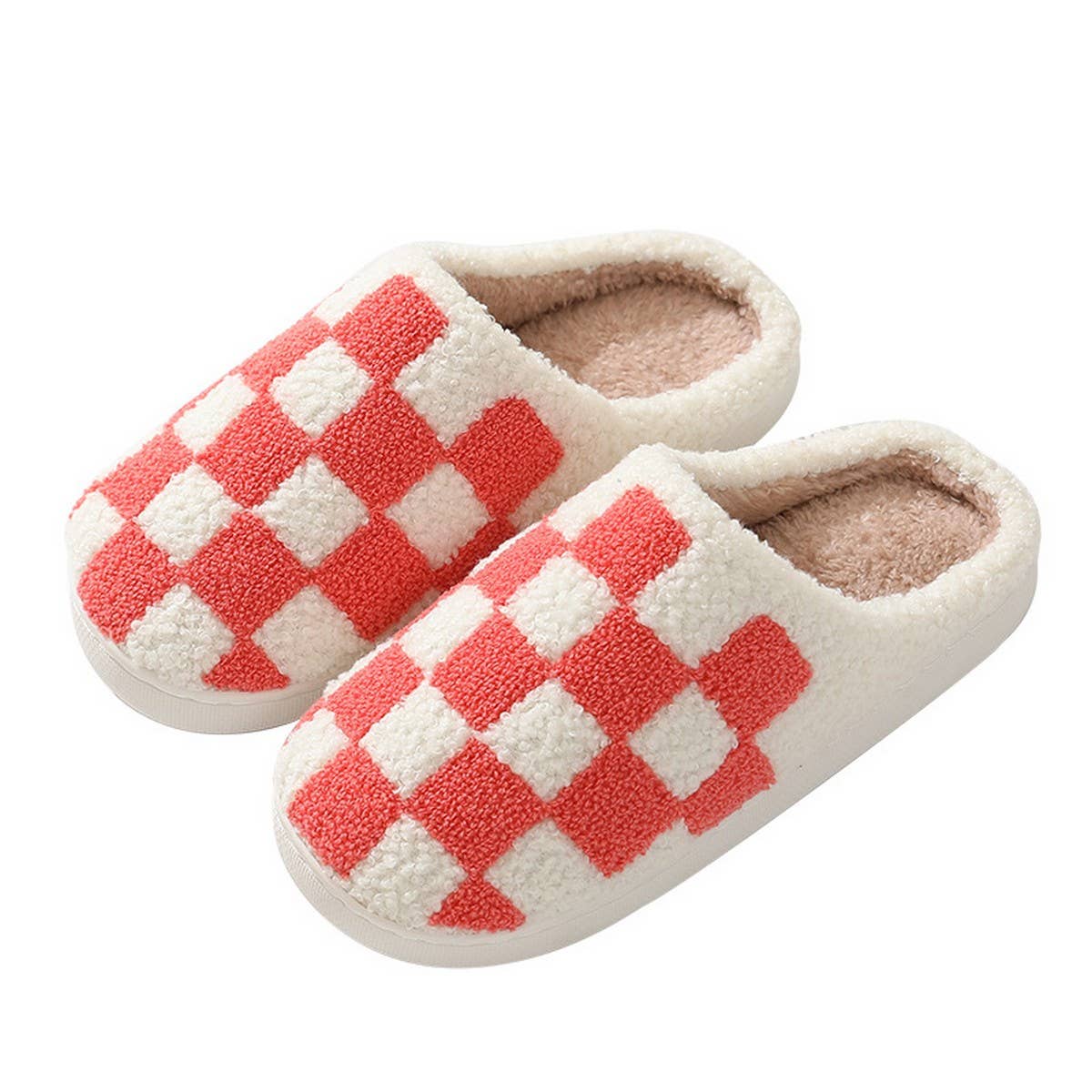 SIMPLE CHECKERED WARM COTTON SLIPPERS_CWSHS0250