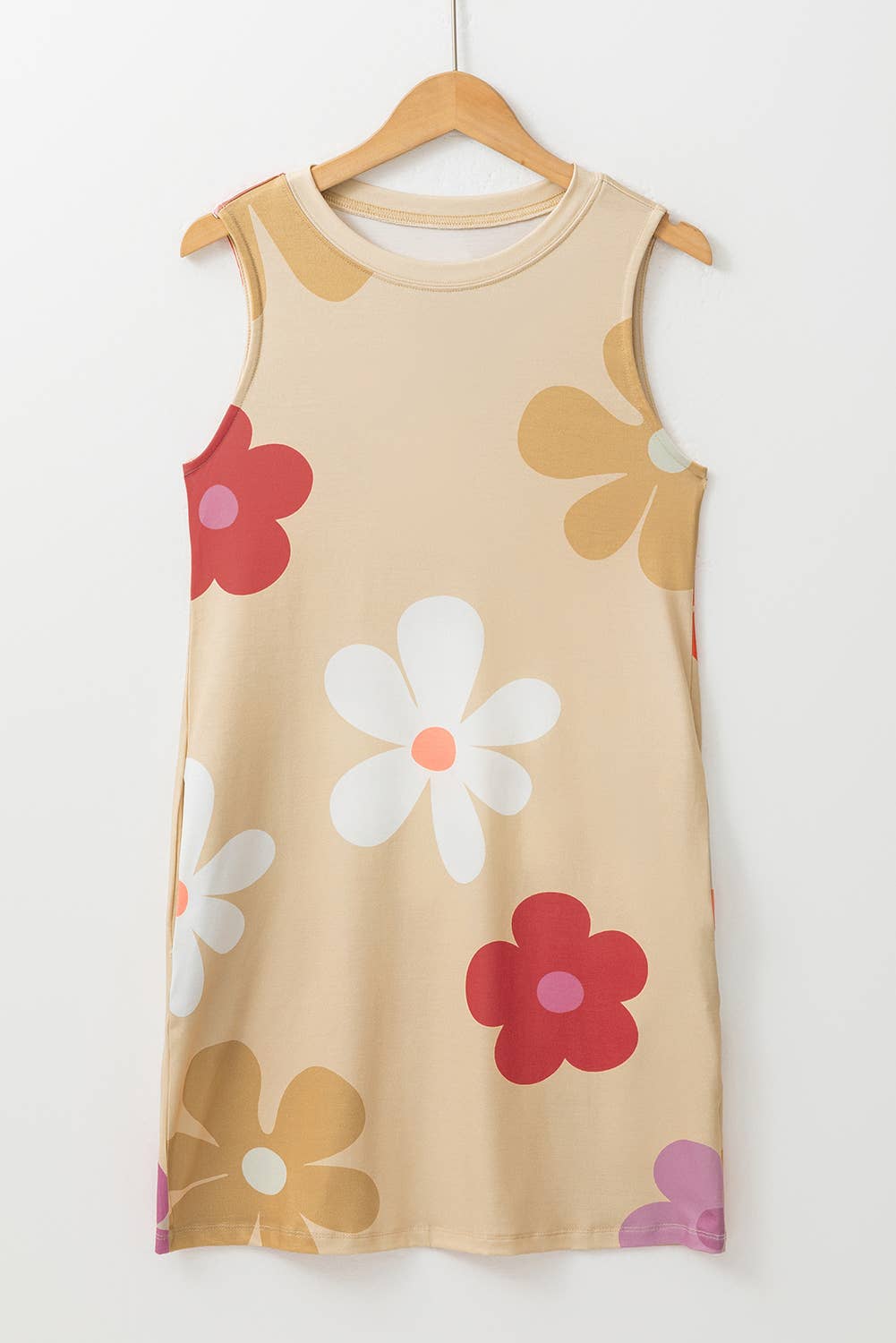 LDC Flower Print Crew Neck Sleeveless Dress