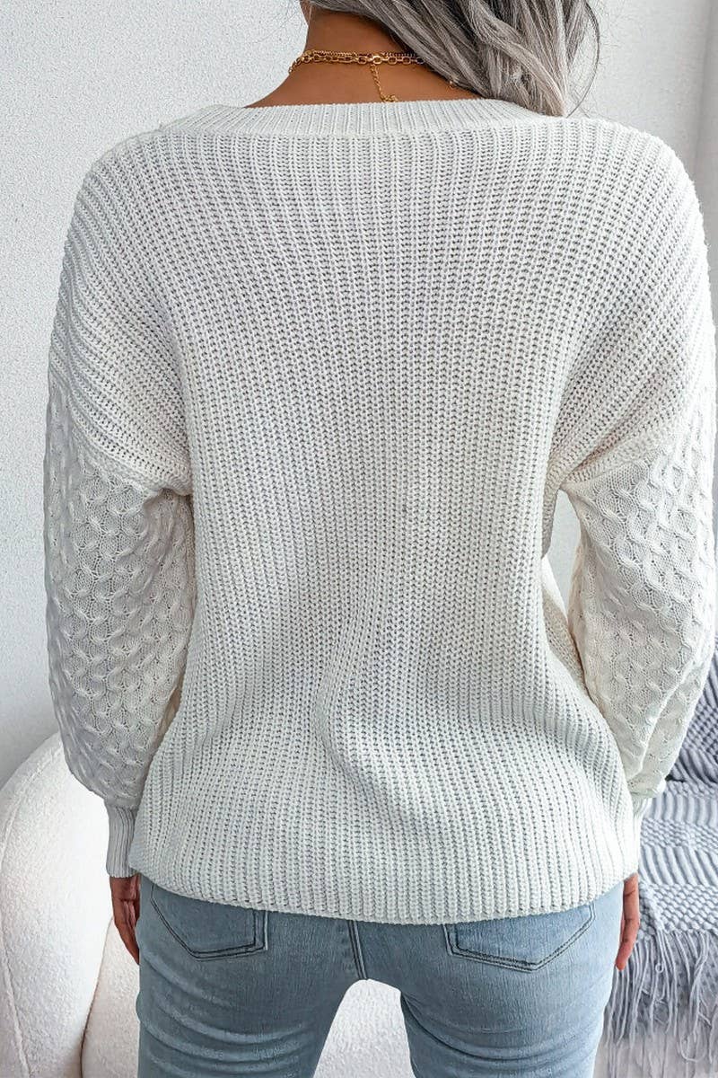 WOMEN FISHERMAN CABLE KNIT LOOSE FIT SWEATER_CWOSWL0464