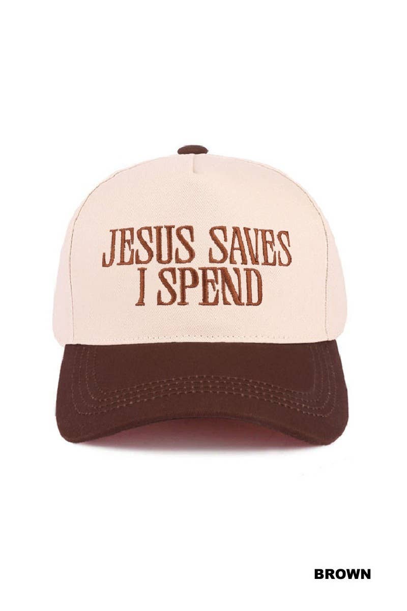 `Jesus Saves I Spend Two Tone Canvas Cotton Cap SI-27995