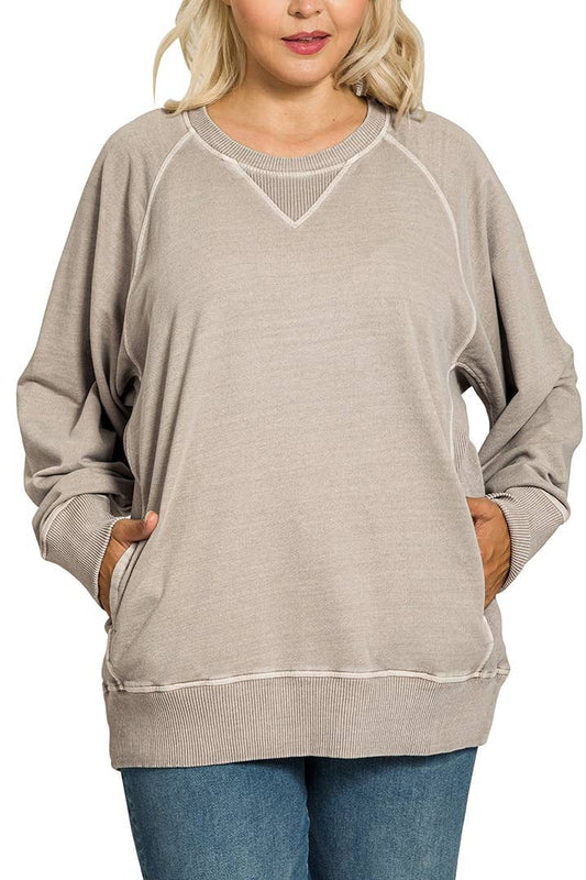 Plus Pigment Dyed French Terry Pullover