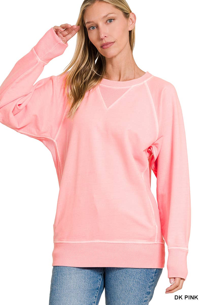 Pigment Dyed French Terry Pullover With Pockets