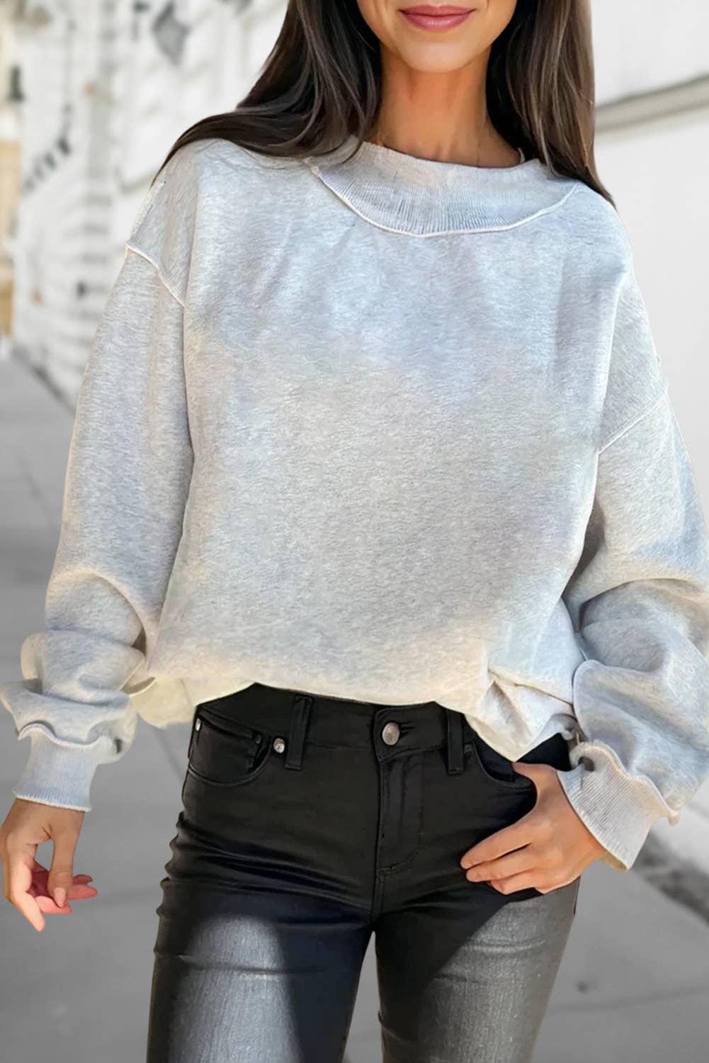 Cozy Reversible Oversize Mock Neck Sweatshirt | S-XL