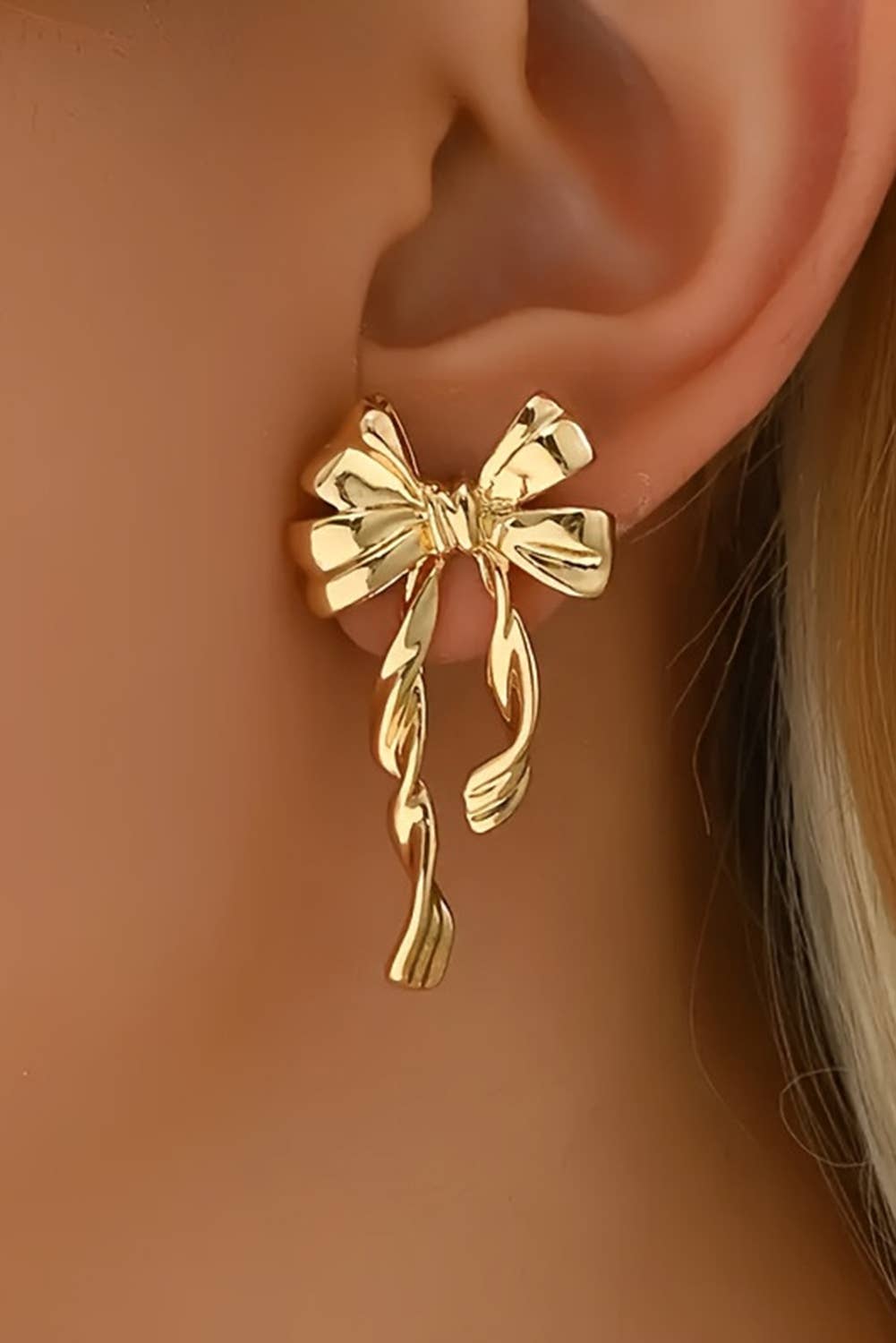 LDC Bow Knot Plated Alloy Stud Earrings