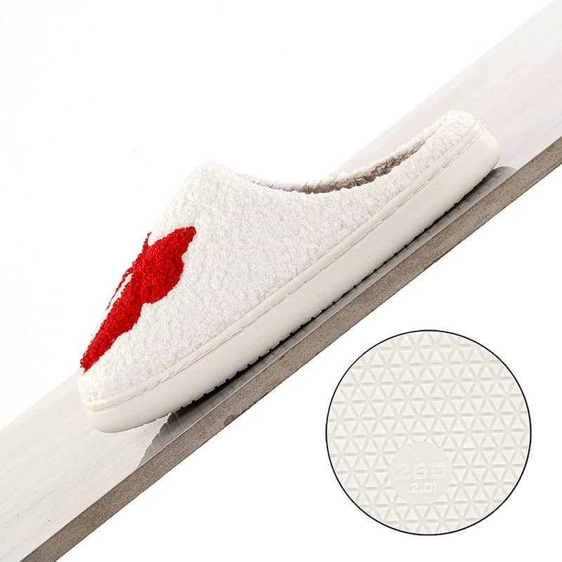 Christmas Sweet Bow Warm Cozy Home Slippers