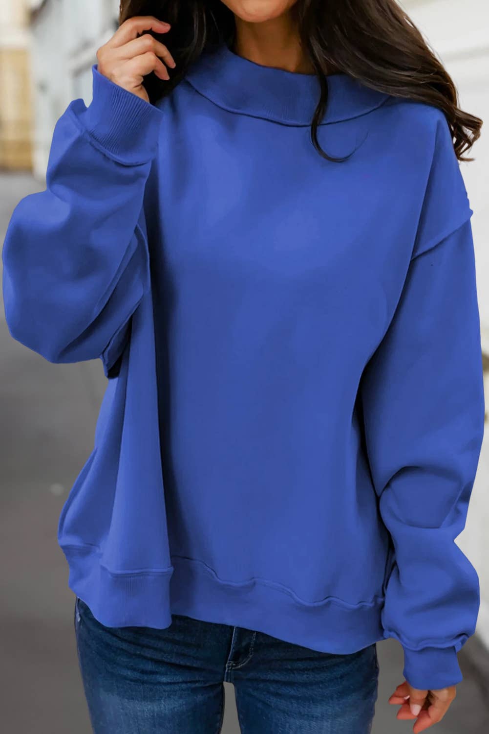 Cozy Reversible Oversize Mock Neck Sweatshirt | S-XL
