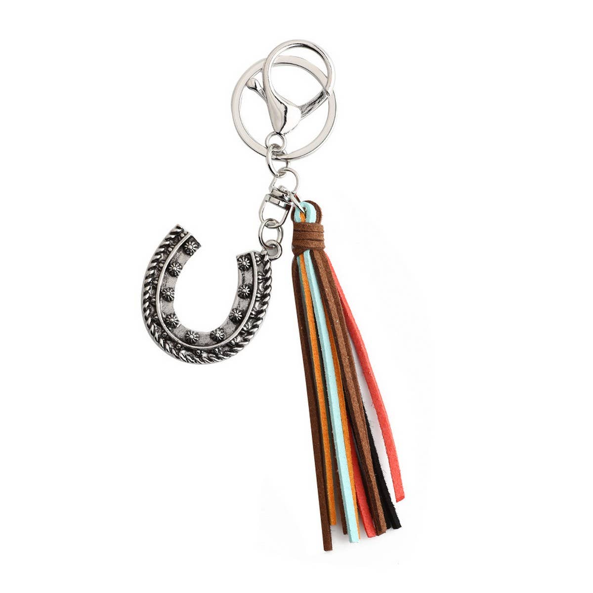 Boho Western Horseshoe Keychain with Vintage Charm_CWAB5084