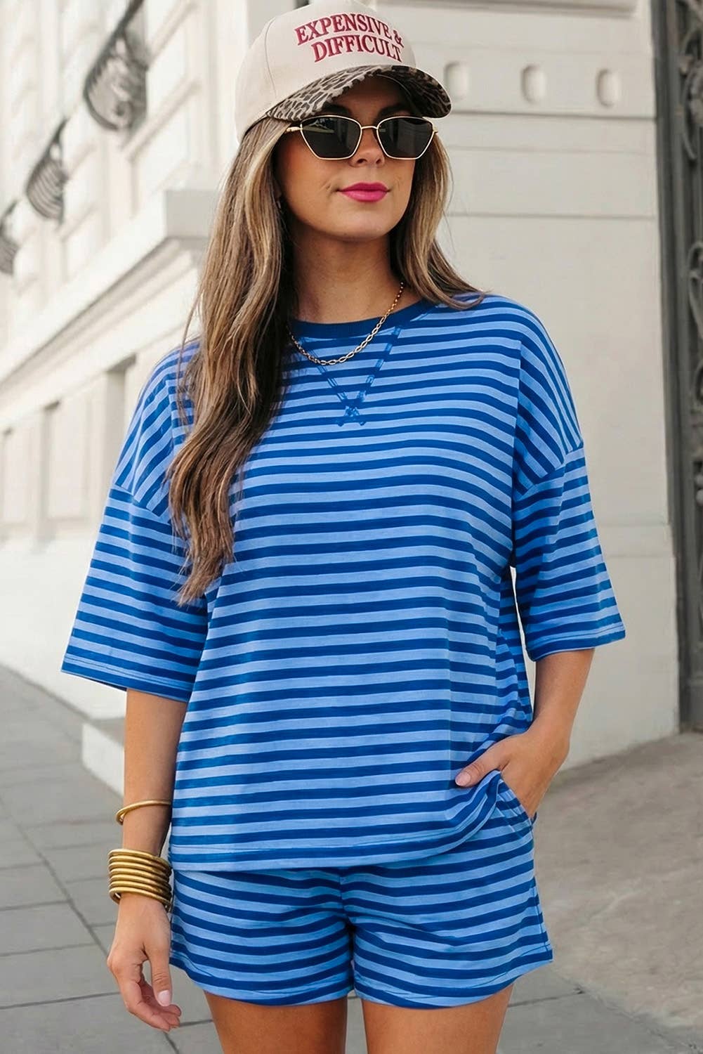 Cozy Striped Tee & Shorts Set | S-XL Plus 1X-4X