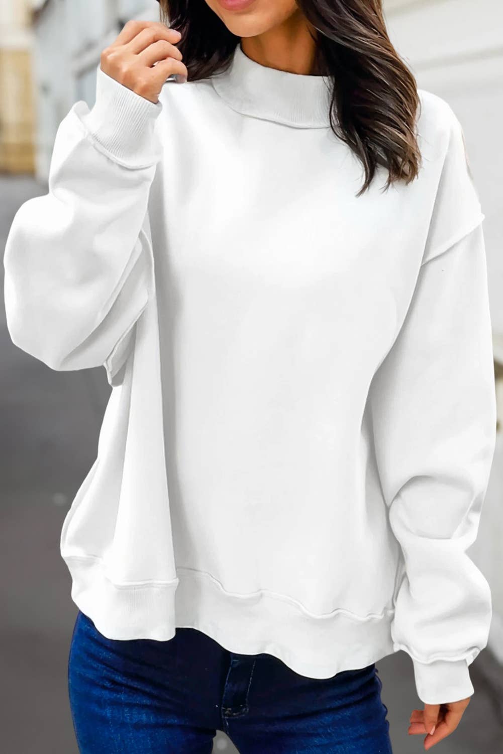 Cozy Reversible Oversize Mock Neck Sweatshirt | S-XL