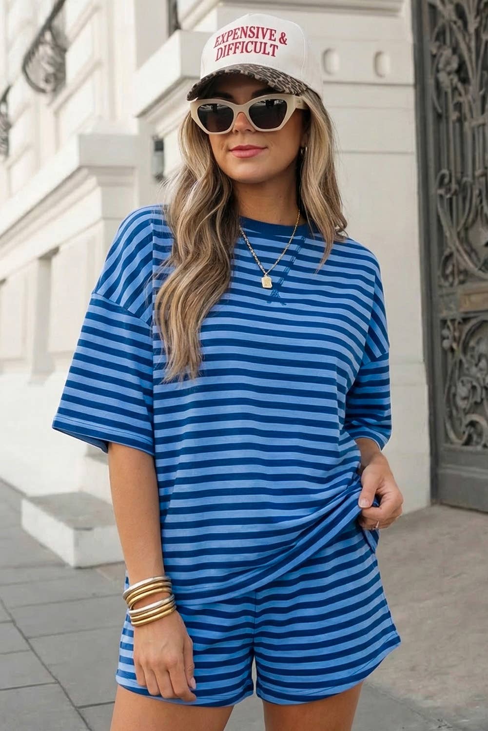 Cozy Striped Tee & Shorts Set | S-XL Plus 1X-4X