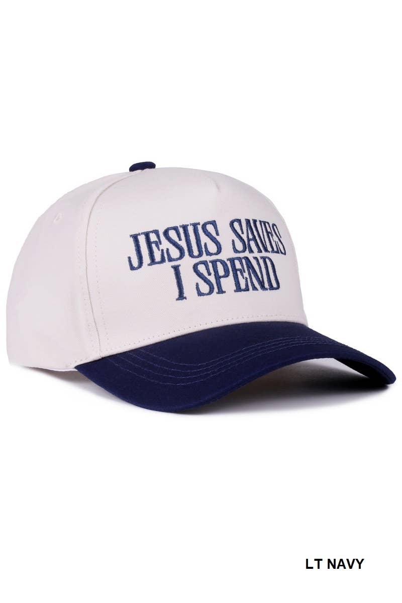 `Jesus Saves I Spend Two Tone Canvas Cotton Cap SI-27995