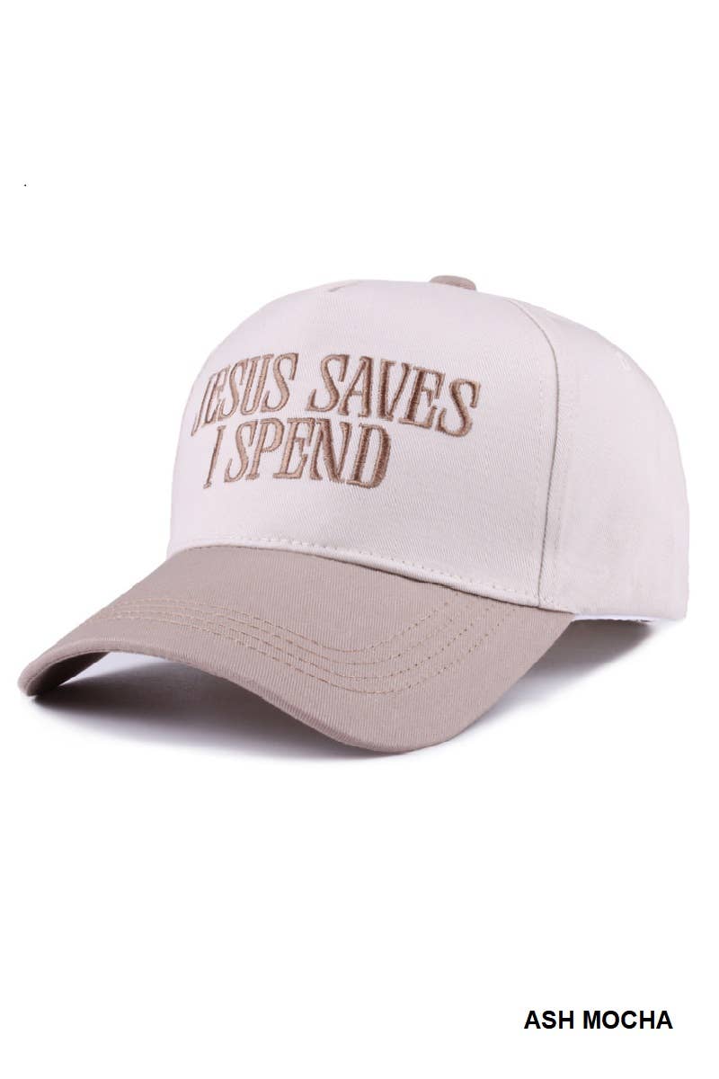 `Jesus Saves I Spend Two Tone Canvas Cotton Cap SI-27995