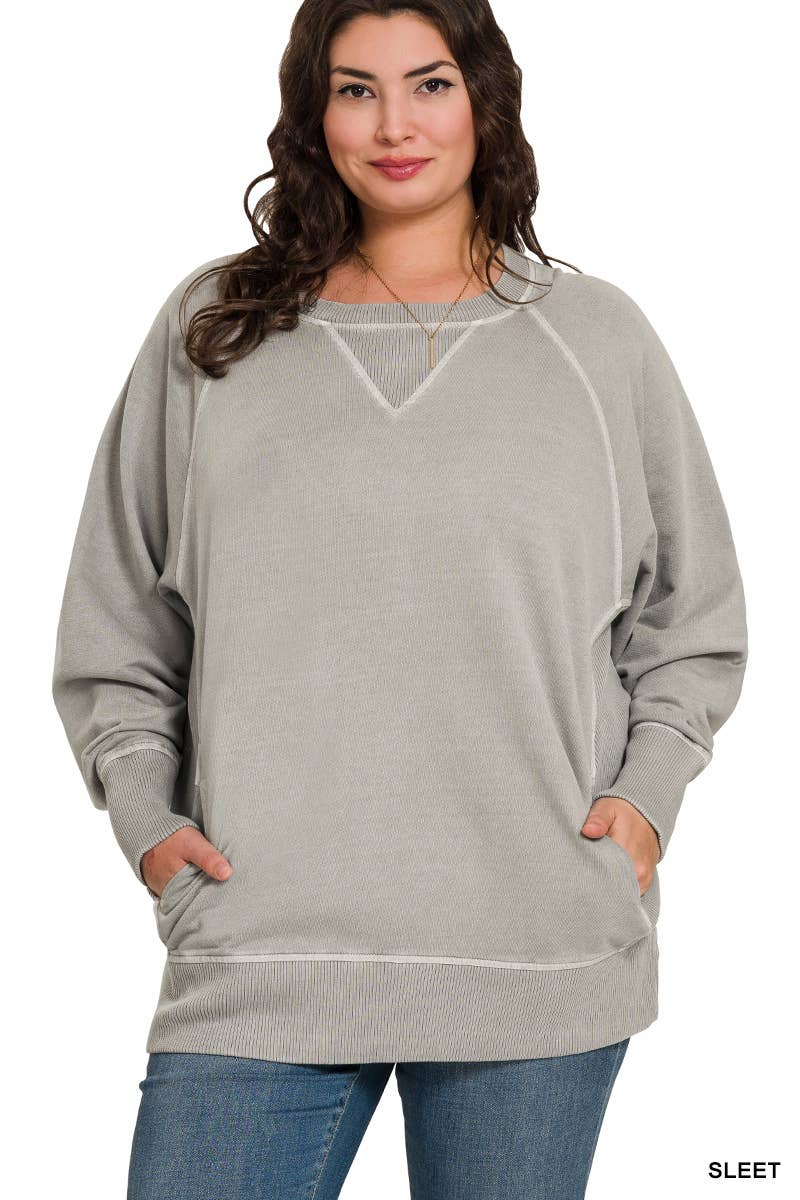 Plus Pigment Dyed French Terry Pullover