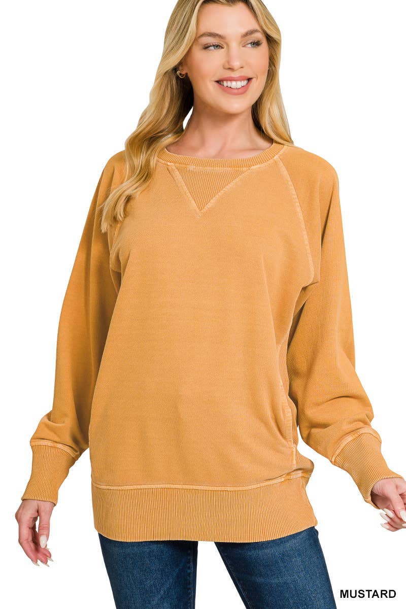 Pigment Dyed French Terry Pullover With Pockets