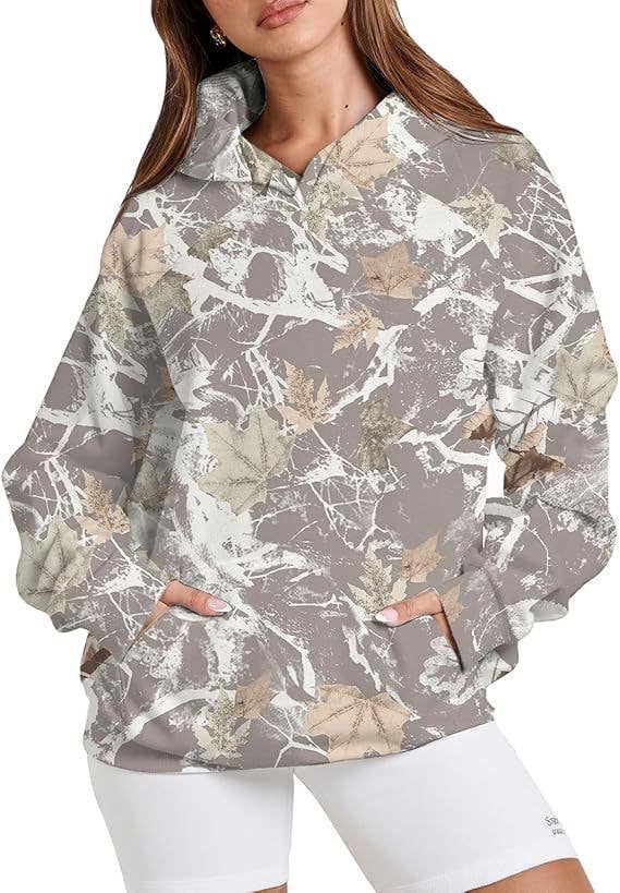 Hunting woodland camo oversized hoodie