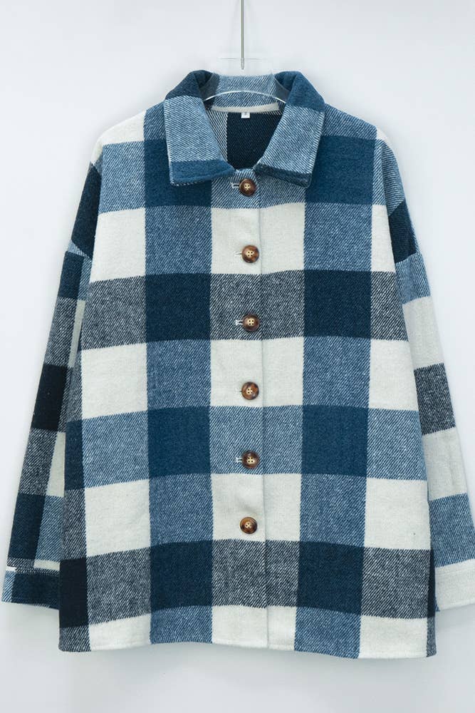 Plaid Shirt Jacket Button Down Flannel Shacket CFXC1238