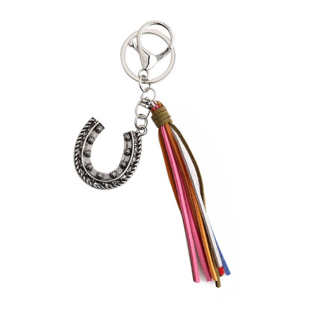 Boho Western Horseshoe Keychain with Vintage Charm_CWAB5084