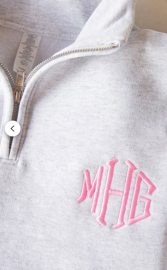 Personalized quater zip sweatshirt