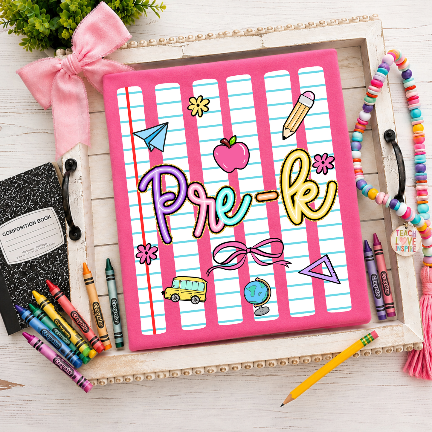 Pre-K Neon Stripes Back to School DTF Transfer