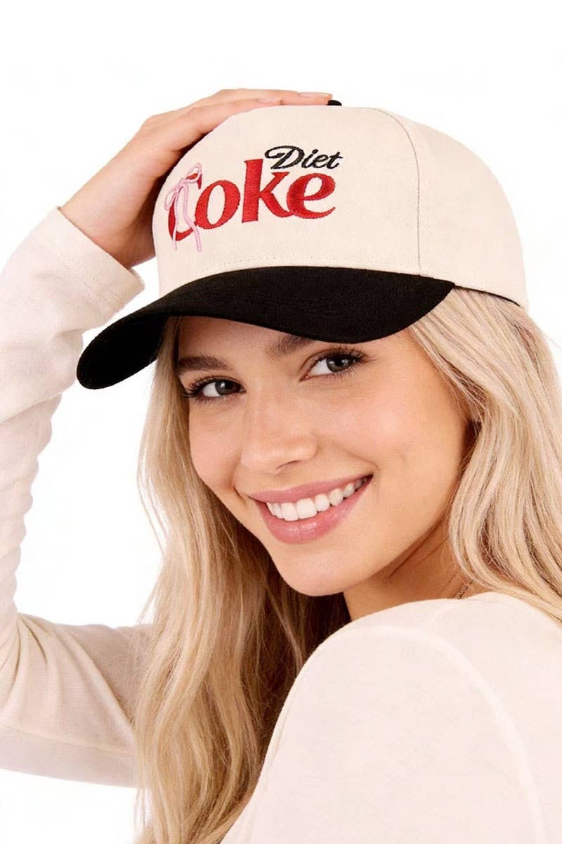 0512 Coquette Bow Diet Coke Two Tone Cotton Hat SI-29570