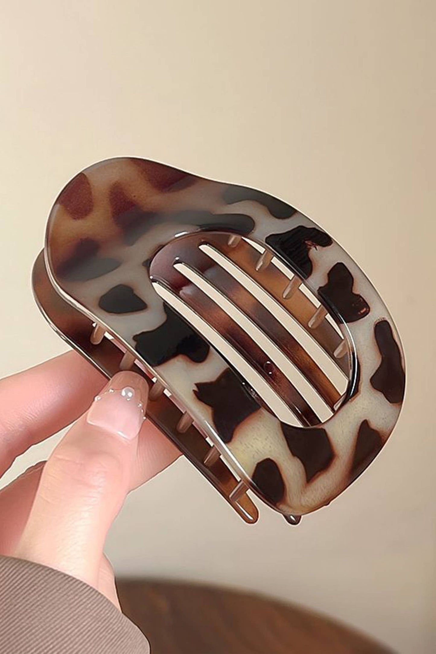 Fashion Western Leopard Print Acrylic Oval Hair Claw Clip