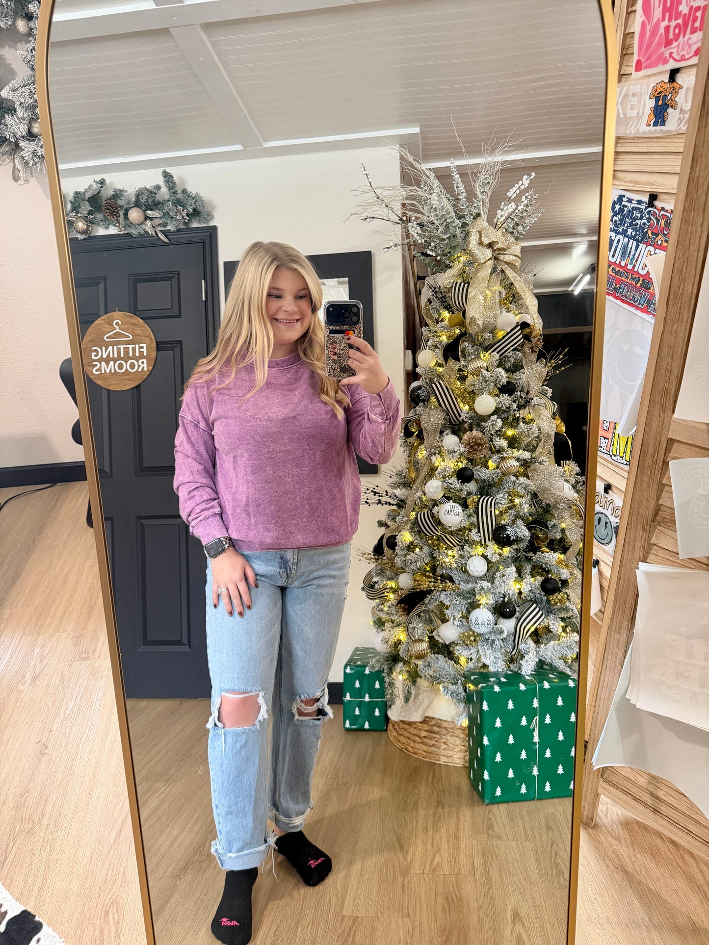 Acid Wash Pullover Sweatshirt