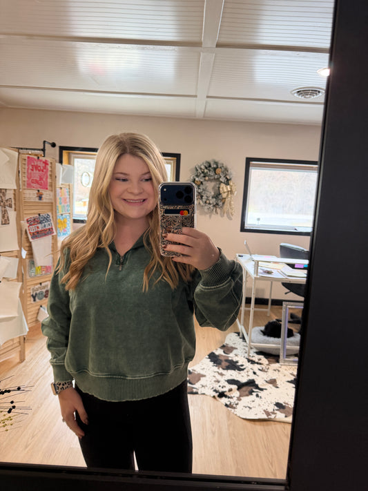 Acid Wash Fleece Half Zip Pullover