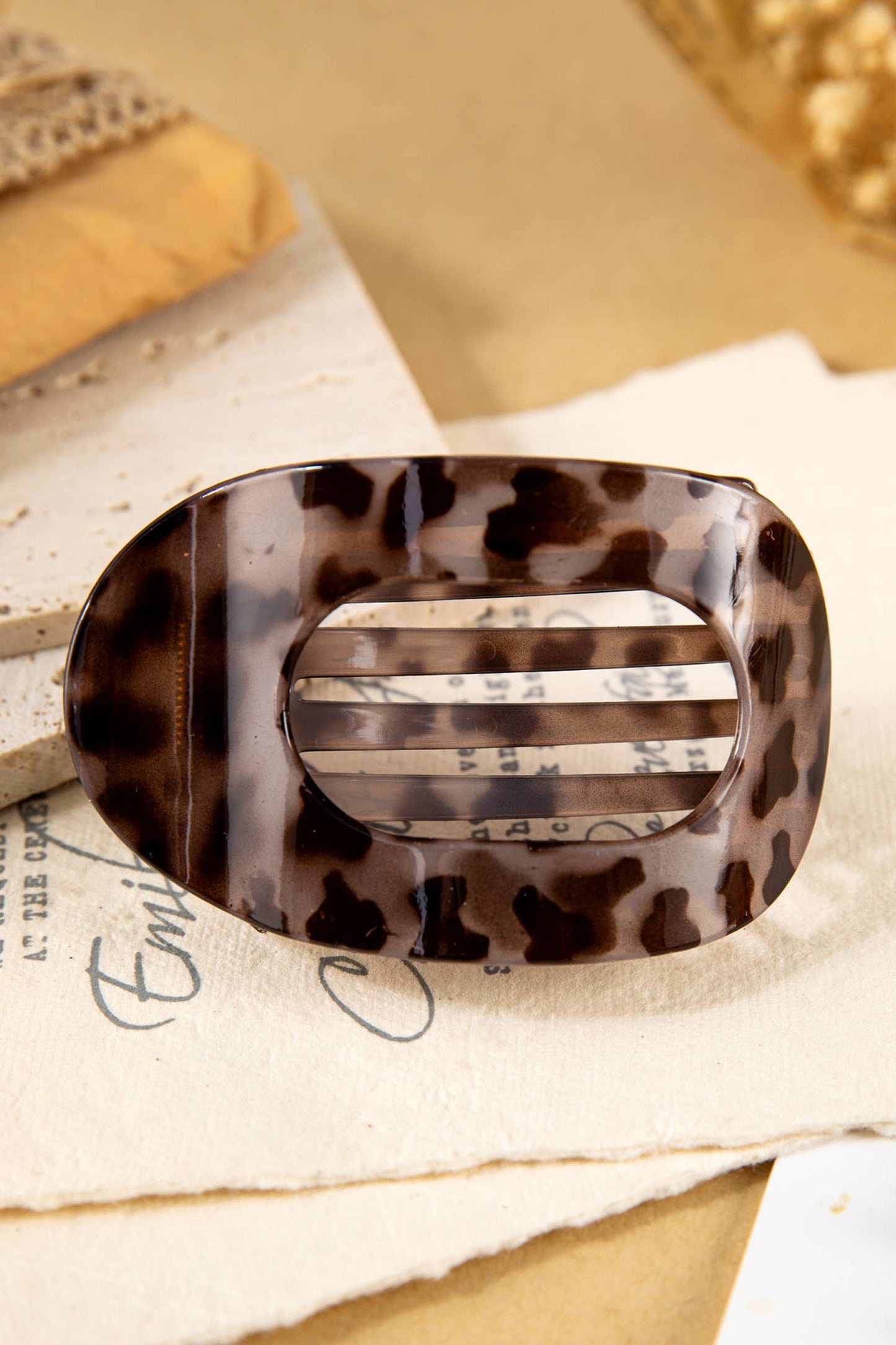 Fashion Western Leopard Print Acrylic Oval Hair Claw Clip