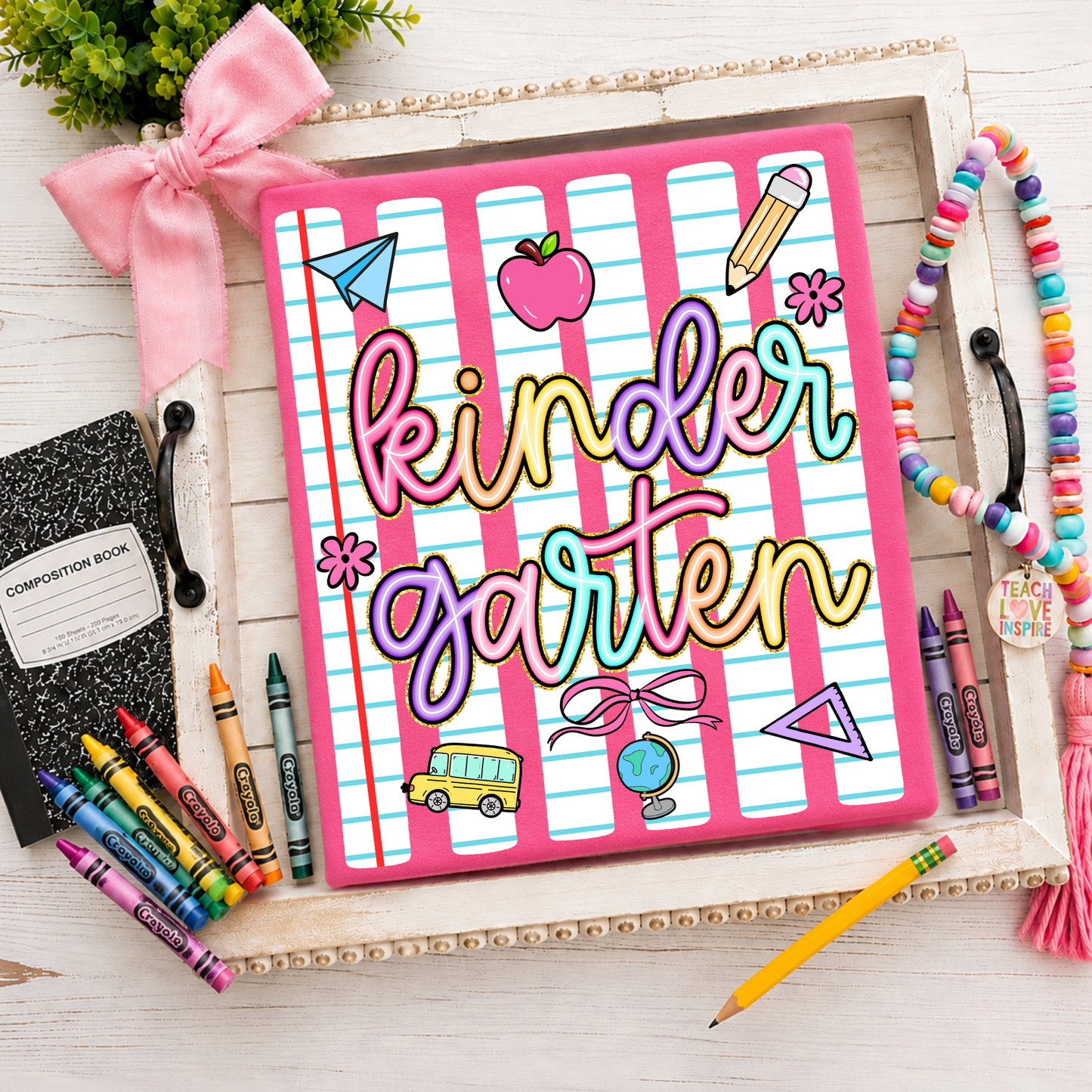 Kindergarten Neon Stripes Back to School DTF Transfer