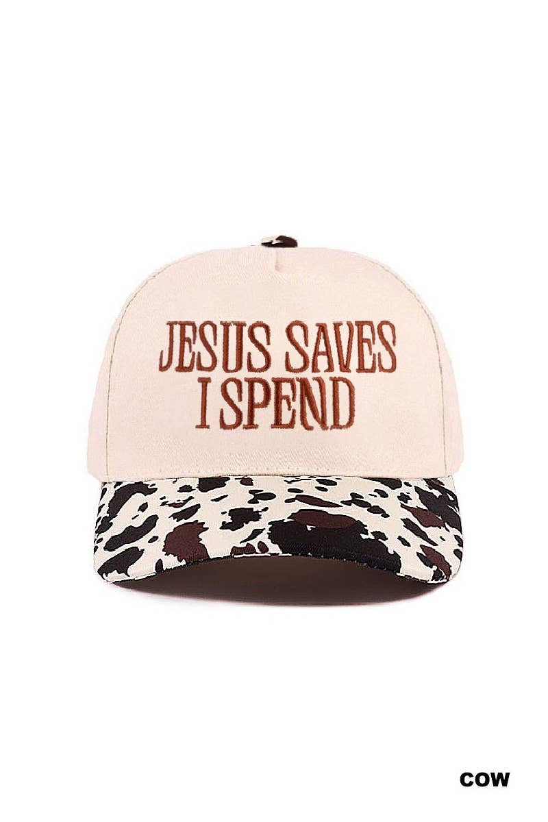 `Jesus Saves I Spend Two Tone Canvas Cotton Cap SI-27995