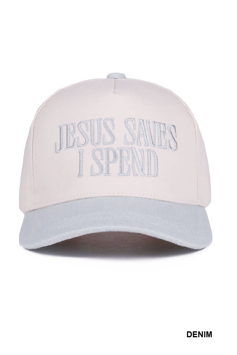 `Jesus Saves I Spend Two Tone Canvas Cotton Cap SI-27995
