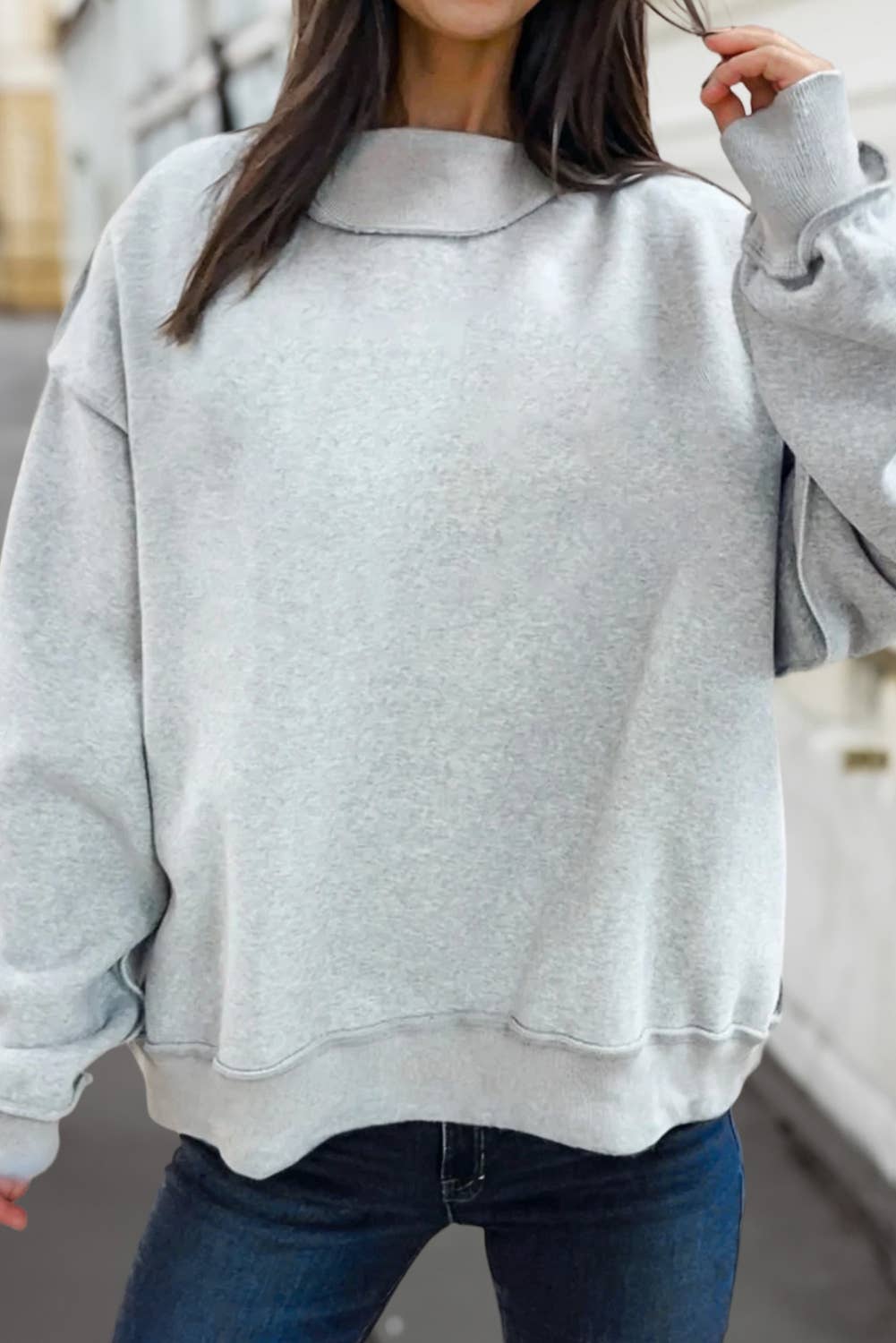 Cozy Reversible Oversize Mock Neck Sweatshirt | S-XL