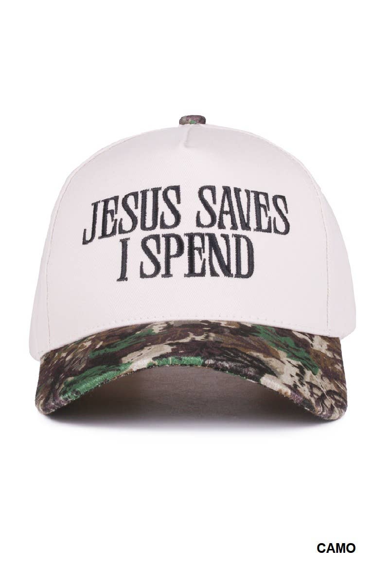 `Jesus Saves I Spend Two Tone Canvas Cotton Cap SI-27995