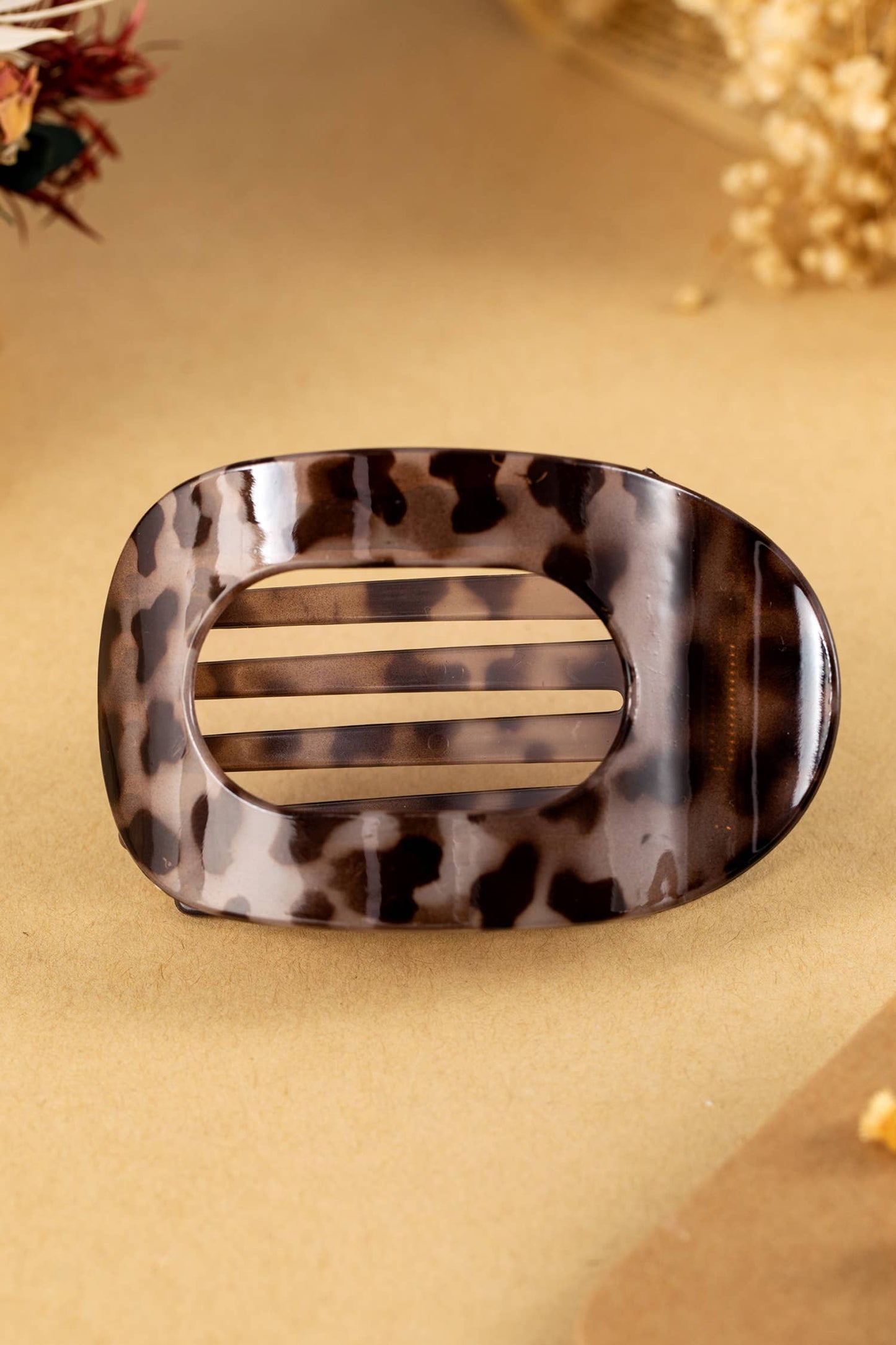 Fashion Western Leopard Print Acrylic Oval Hair Claw Clip