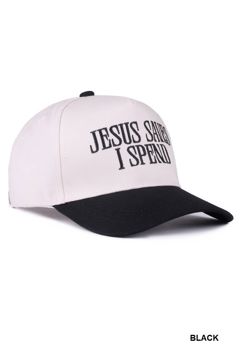 `Jesus Saves I Spend Two Tone Canvas Cotton Cap SI-27995