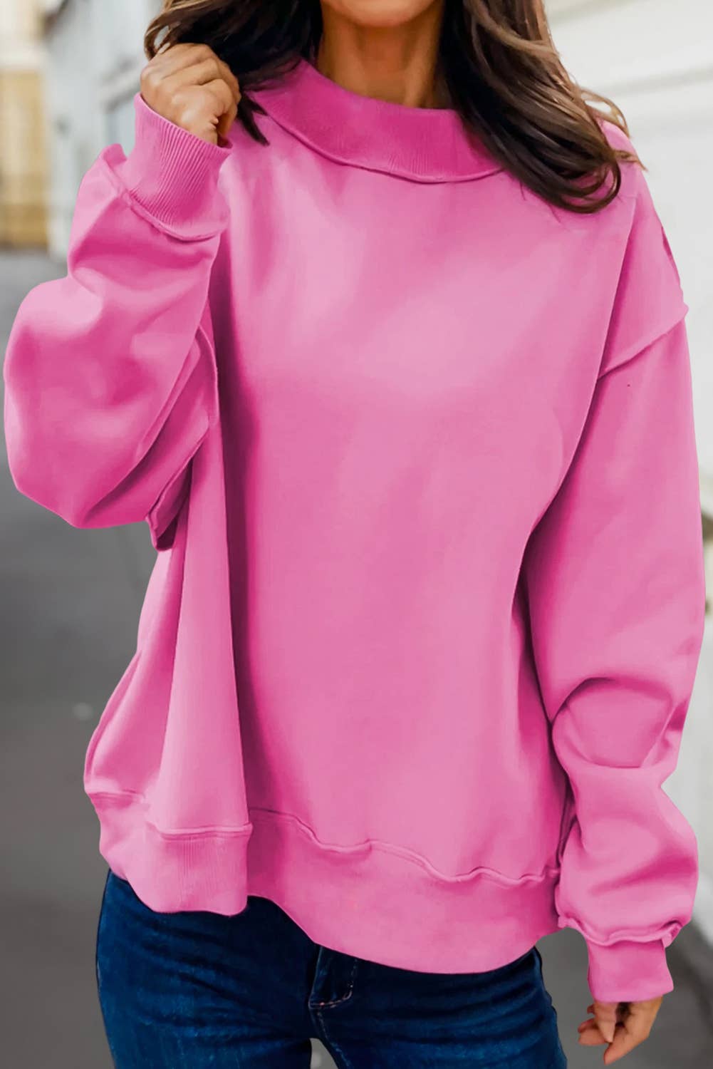 Cozy Reversible Oversize Mock Neck Sweatshirt | S-XL