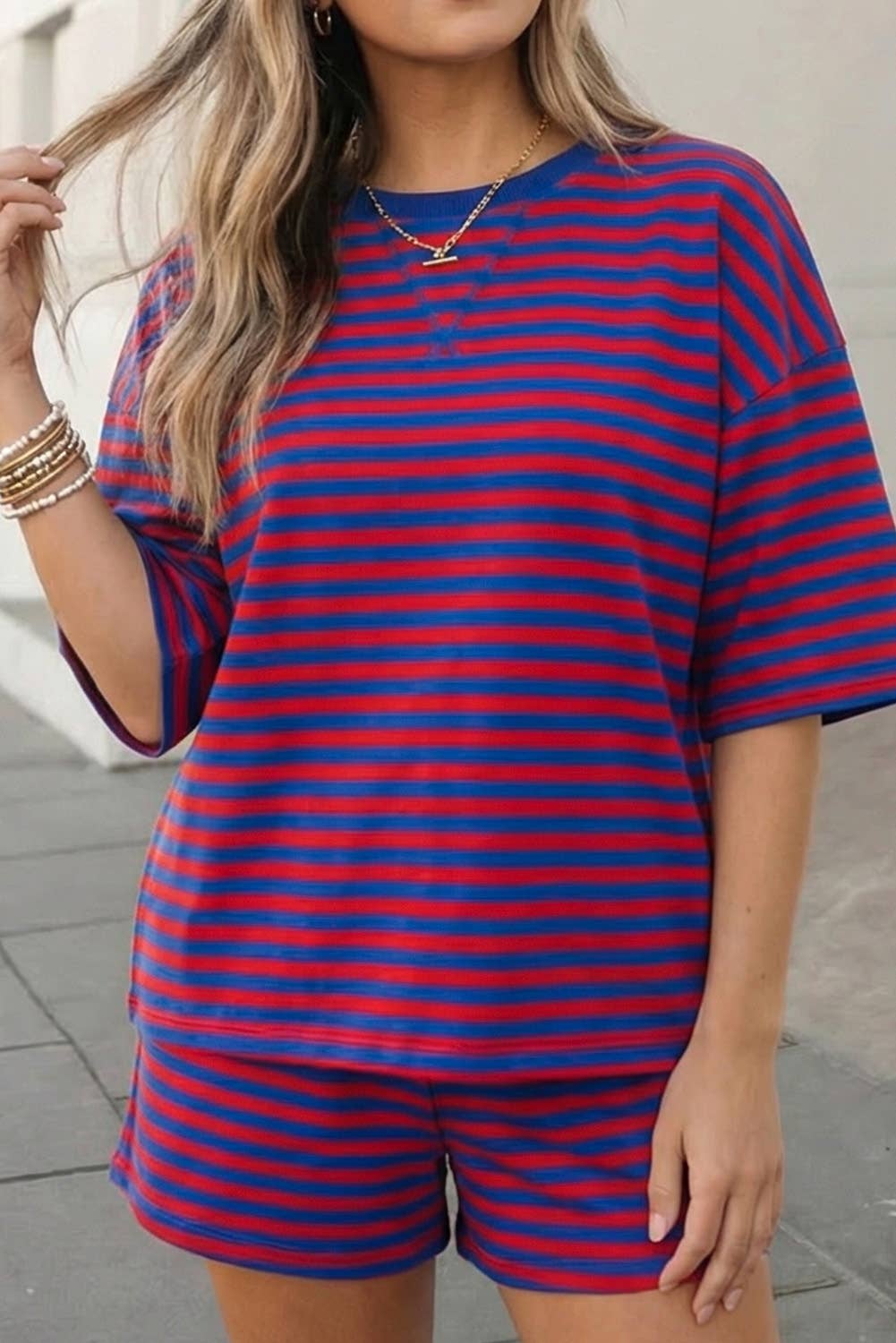 Cozy Striped Tee & Shorts Set | S-XL Plus 1X-4X